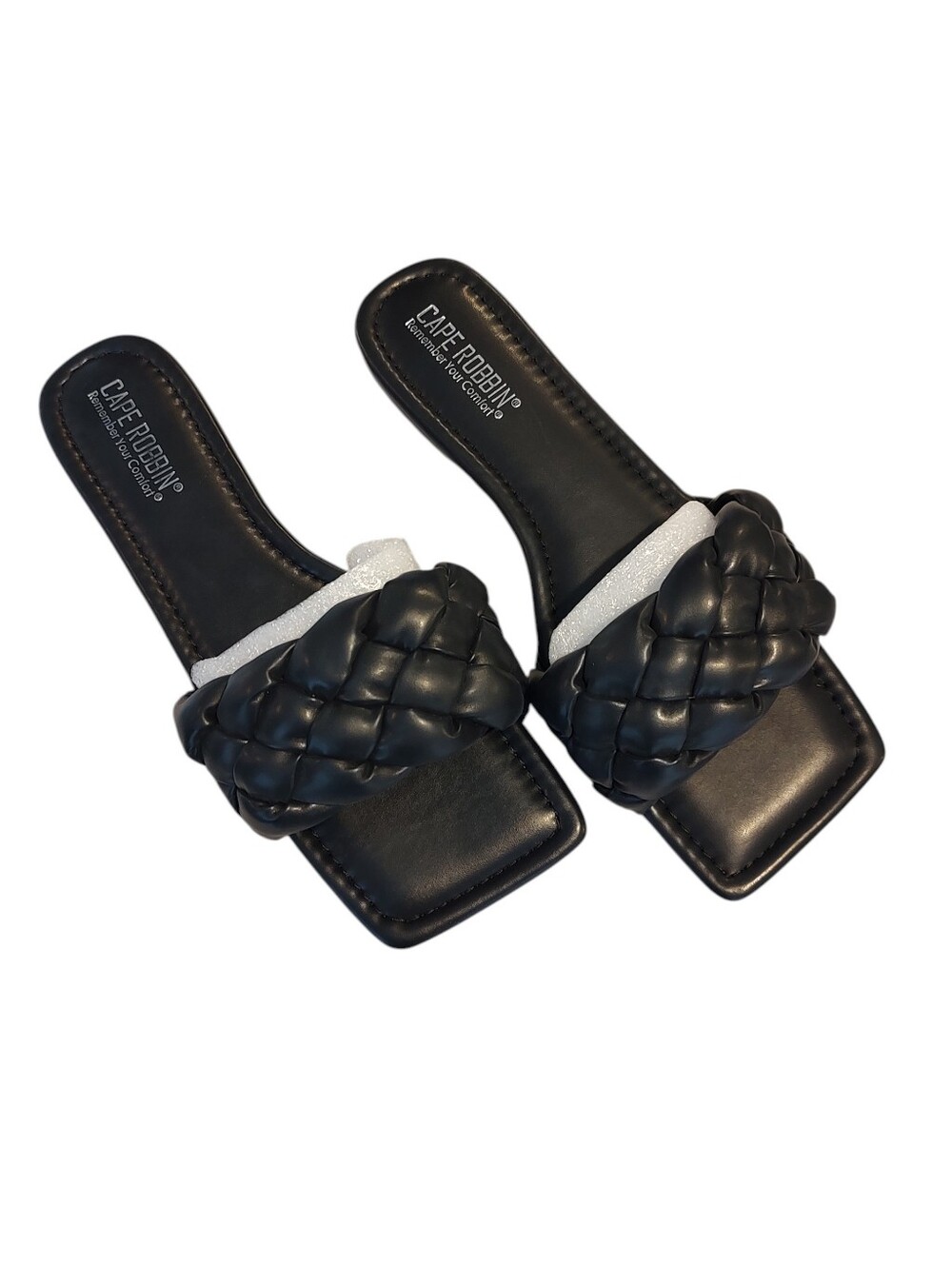 New Cape Robbin Black Braided Slide On Sandals Size 8